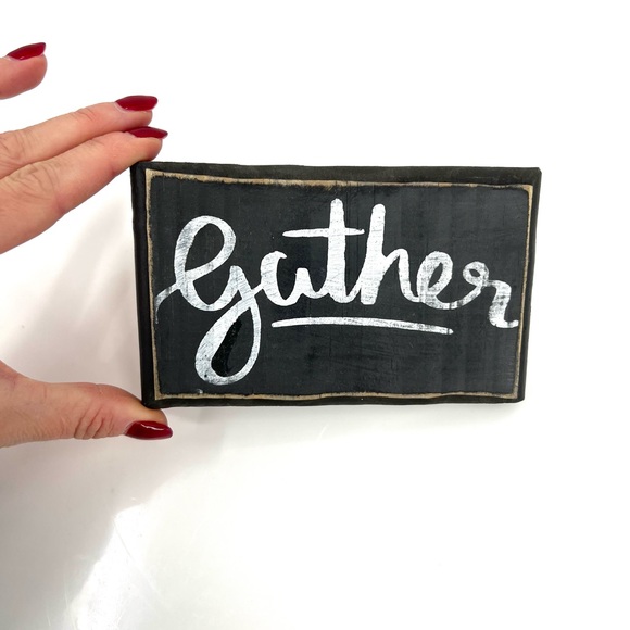 Wooden Gather Home Decor Teacher Reading Nook Cook Kitchen Farmhouse Sign - Picture 8 of 10